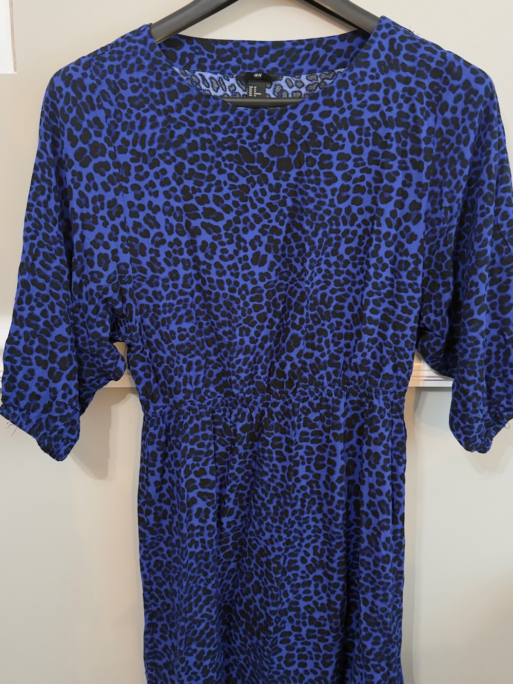 H&M Royal Blue Animal Print Elastic-Waist Mini Dress - Picture 2 of 5